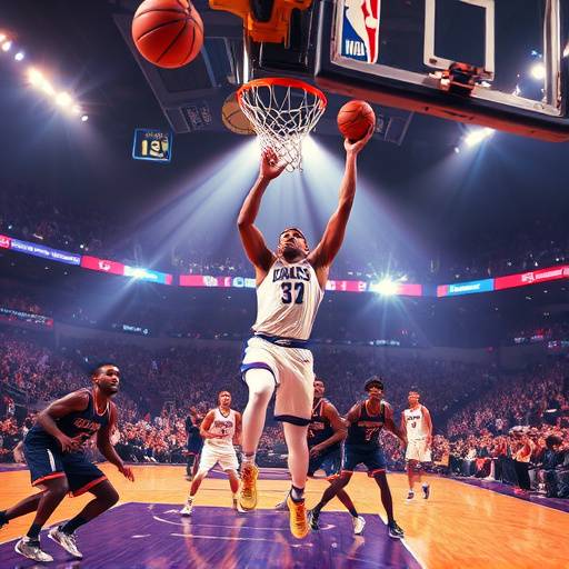 Azione di gioco durante una partita di basket dell'NBA