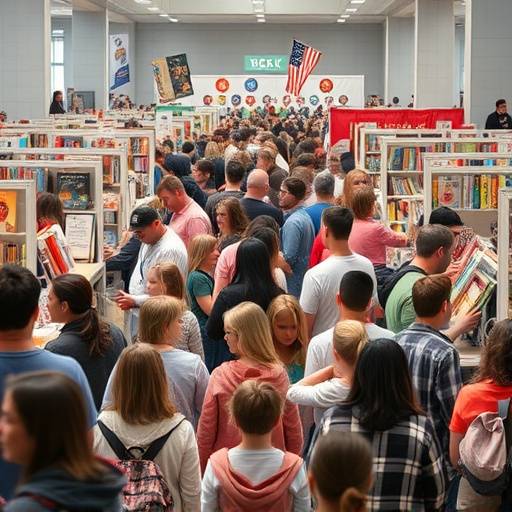 Una folla di persone che visita gli stand del Salone del Libro.